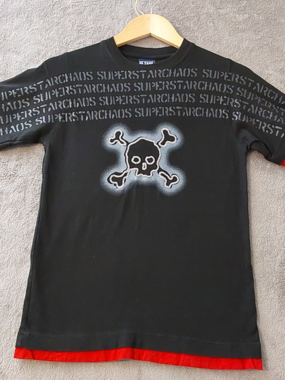 Superstarchaos Skull Graphic Boys T-Shirt Black Red Size 10/12